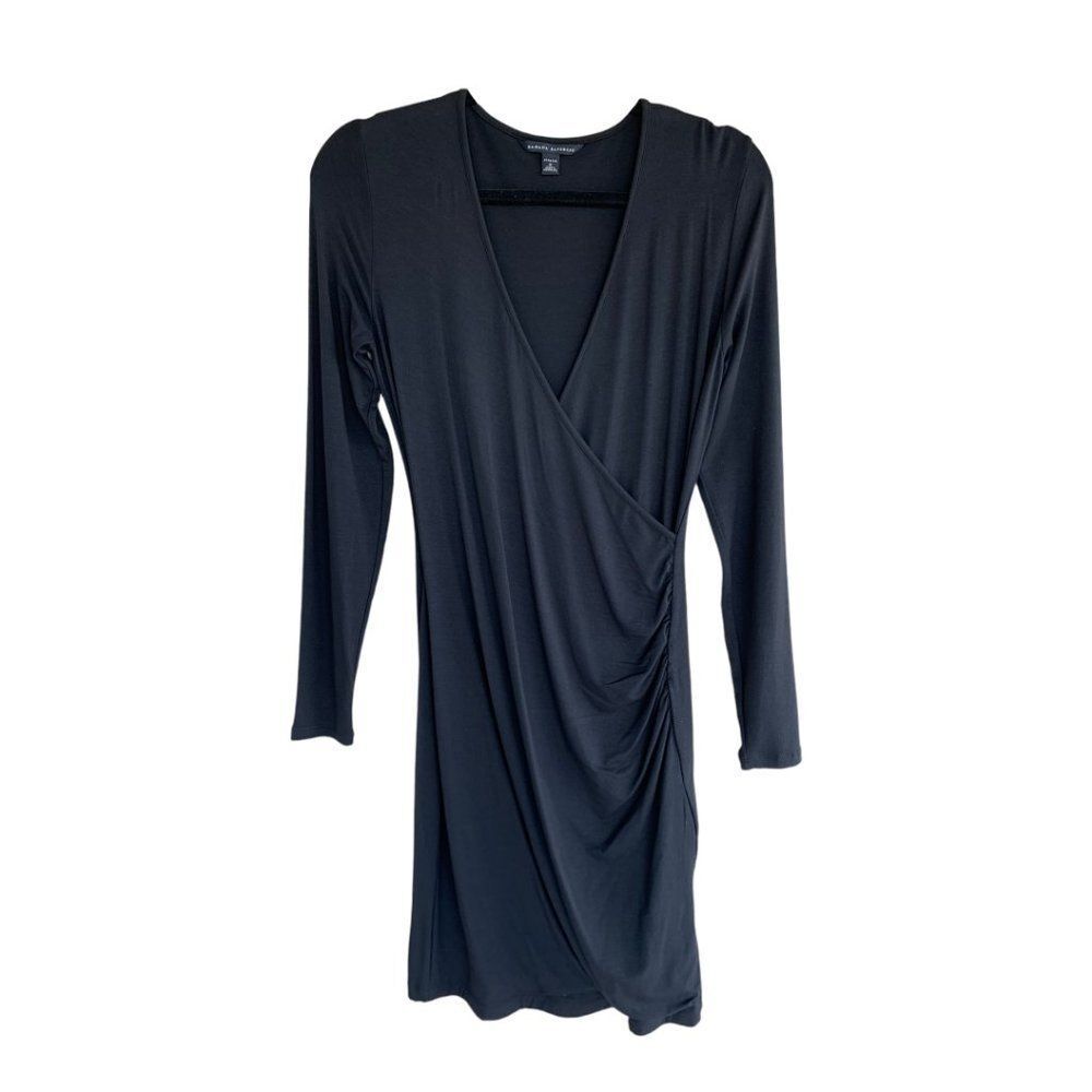 BANANA REPUBLIC ladies stretch wrap long sleeve LBD little black dress sz SMALL